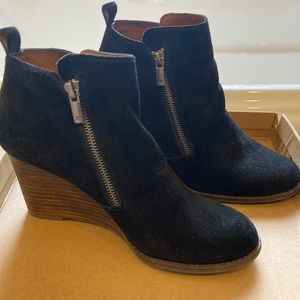 Lucky brand black wedge booties